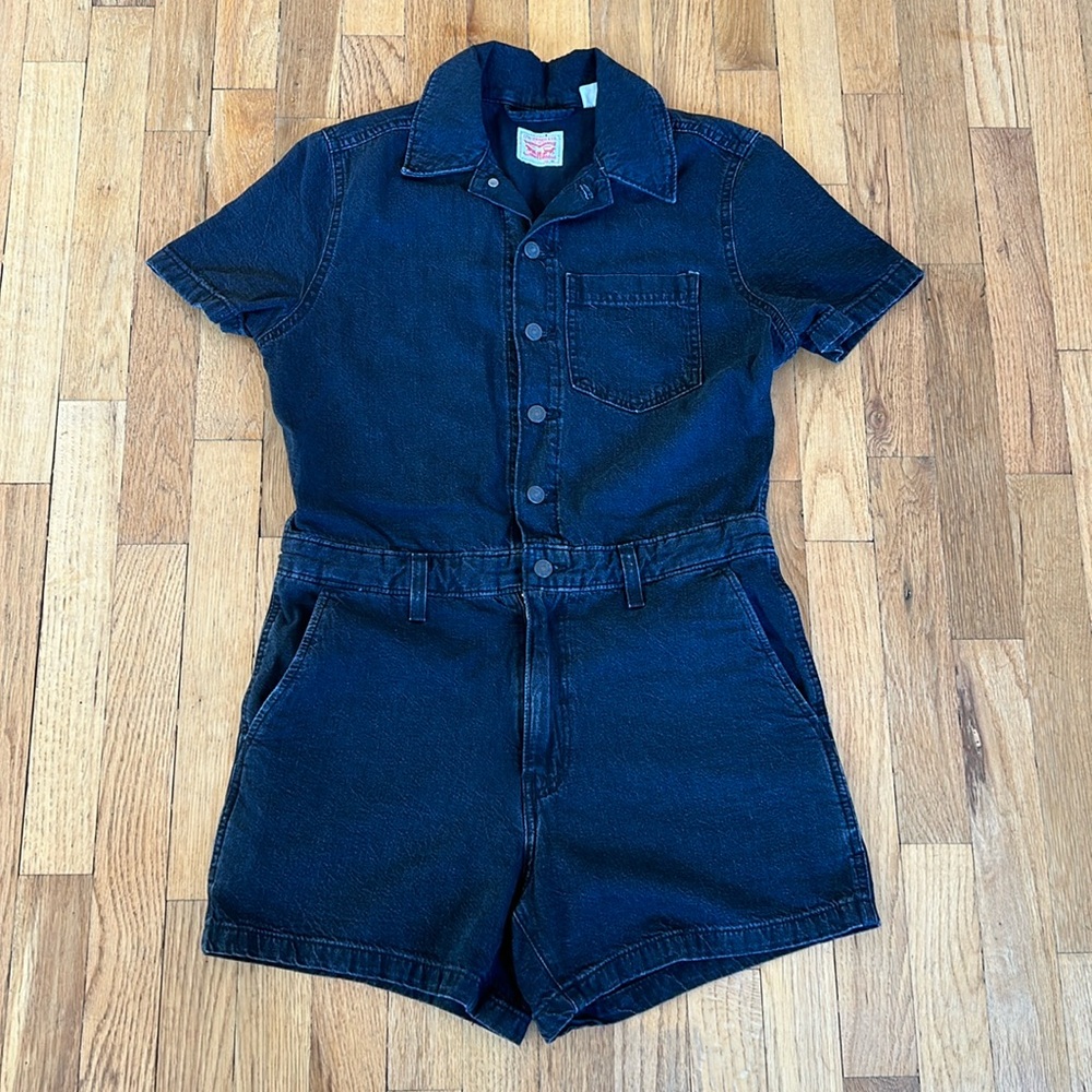 Levi's Women's Short Sleeve Heritage Romper So Far So Good Clean (black) - Picture 4 of 5